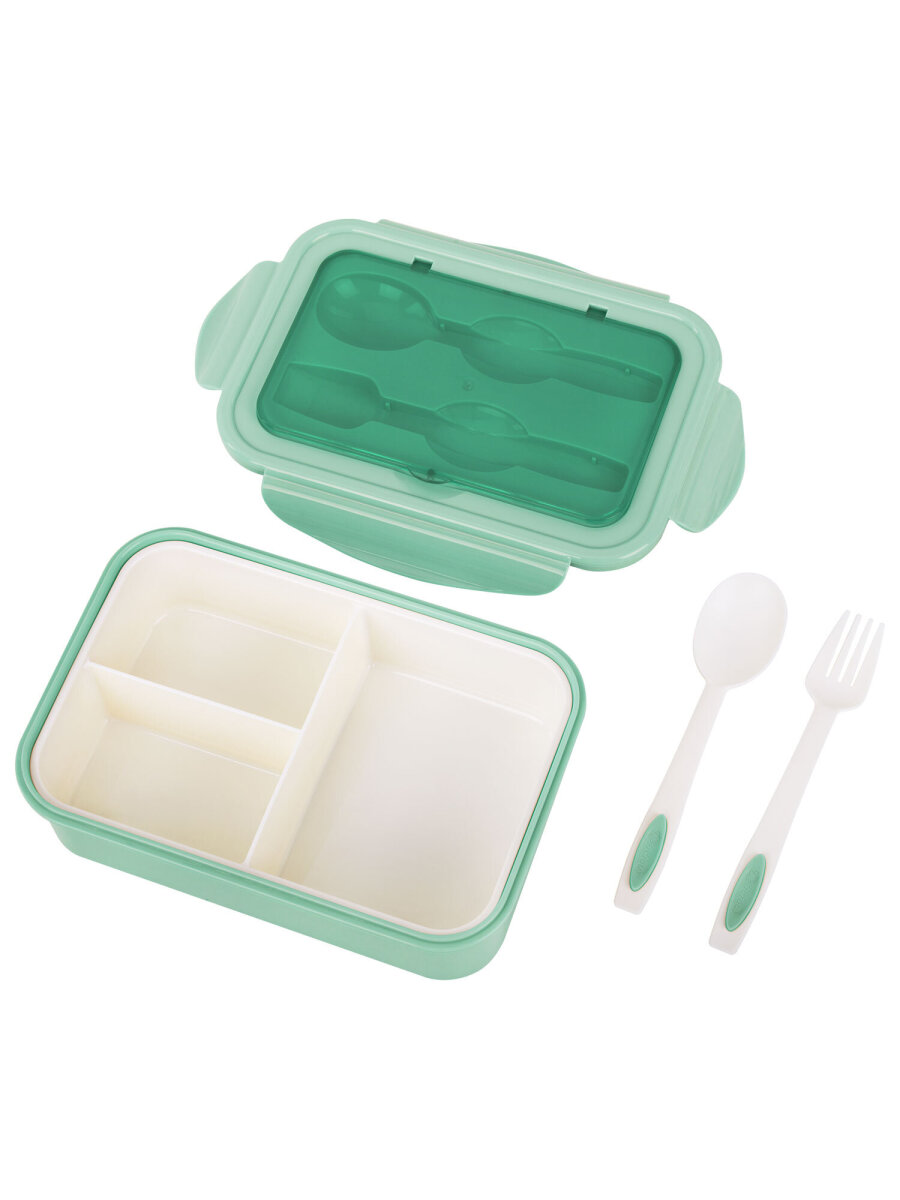 Ланч-бокс Joylux контейнер для еды с 4 отделениями и приборами 1,4 л 2 уровня 7х21х14 см - фото 21