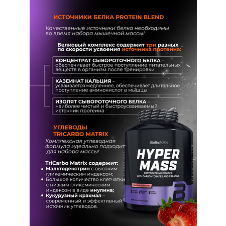 Гейнер BiotechUSA Hyper Mass 4000 г клубника