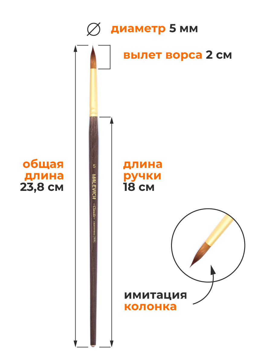 Кисть Малевичъ 3 шт. (синтетика) - фото 3
