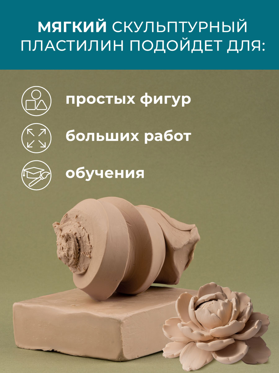 Пластилин Малевичъ мягкий, телесный восковой 1 цв. - фото 3
