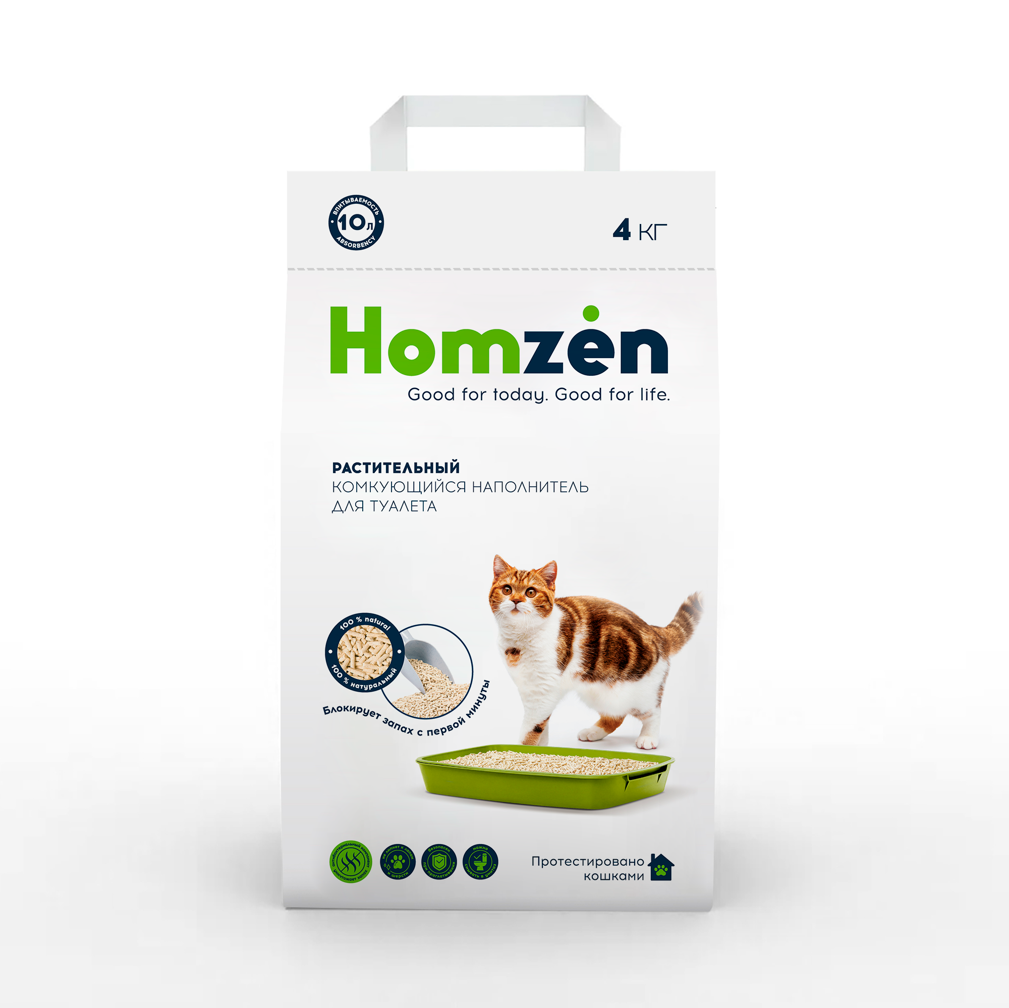 Наполнитель Homzen Натуральный 10 л комкующийся, растительный - фото 1