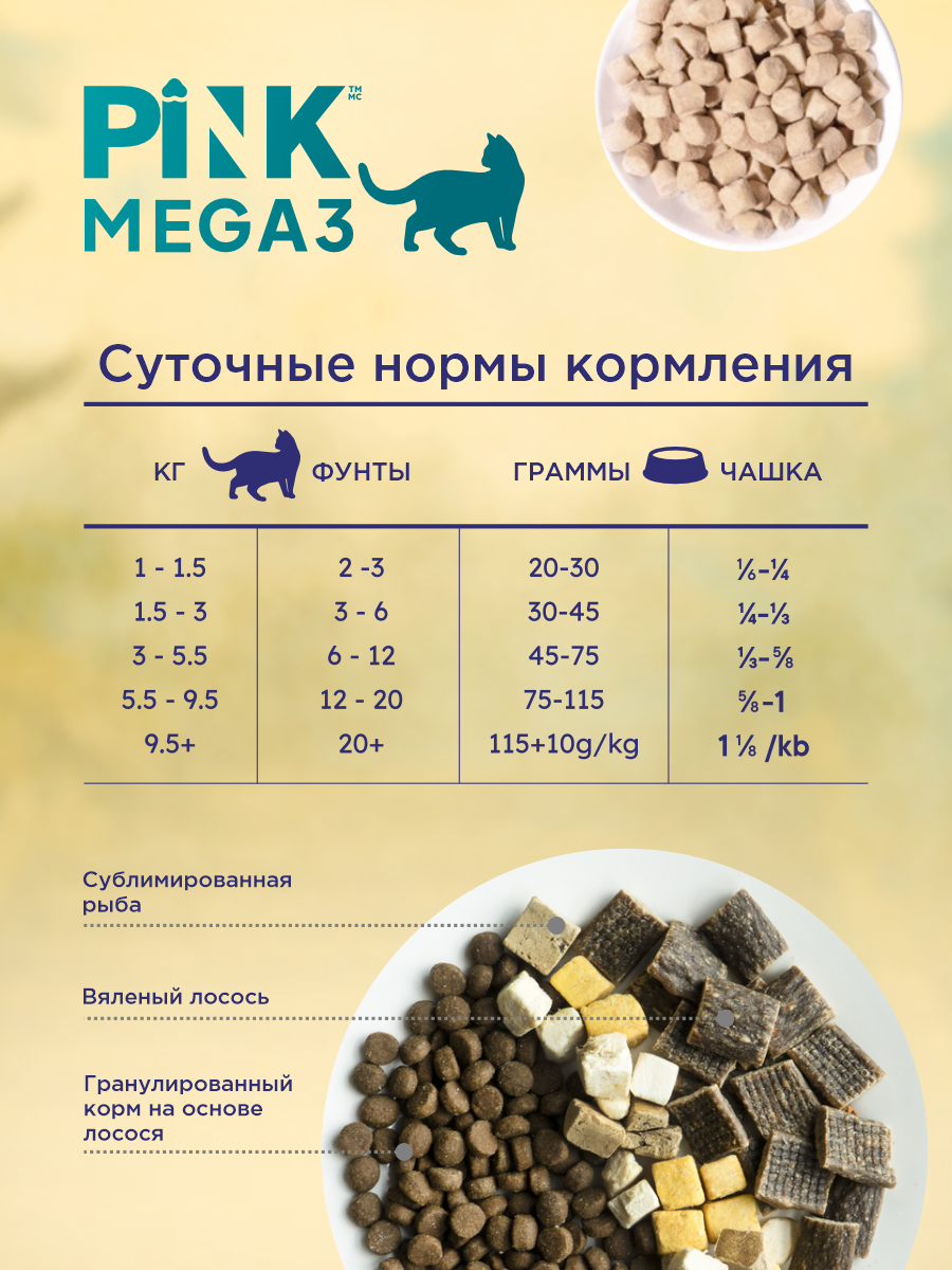 Корм сухой для кошек PINK MEGA 3 Три виды рыб 1.5 кг - фото 8