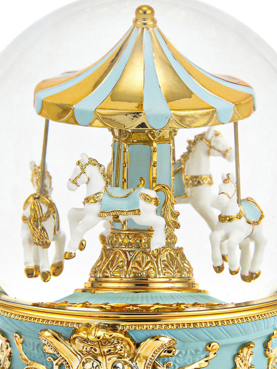 Стеклянный снежный шар Glassglobe Бирюзовая карусель - фото 3