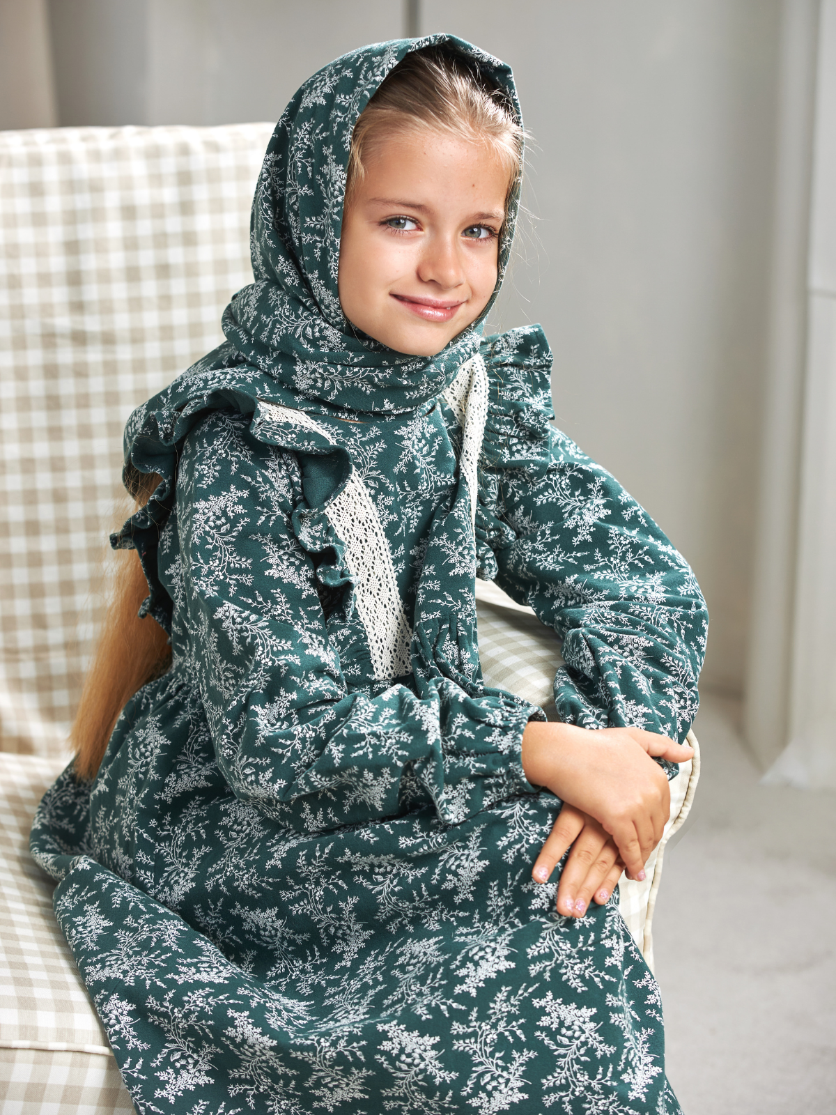 Платье MOUN платье_фланель/кружево_изумрудн - фото 11