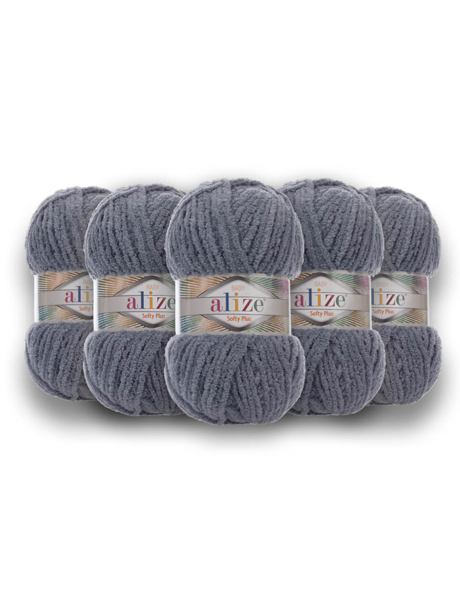 Пряжа для вязания Alize softy plus 100 г 120 м микрополиэстер мягкая плюшевая 87 серебро 5 мотков - фото 3