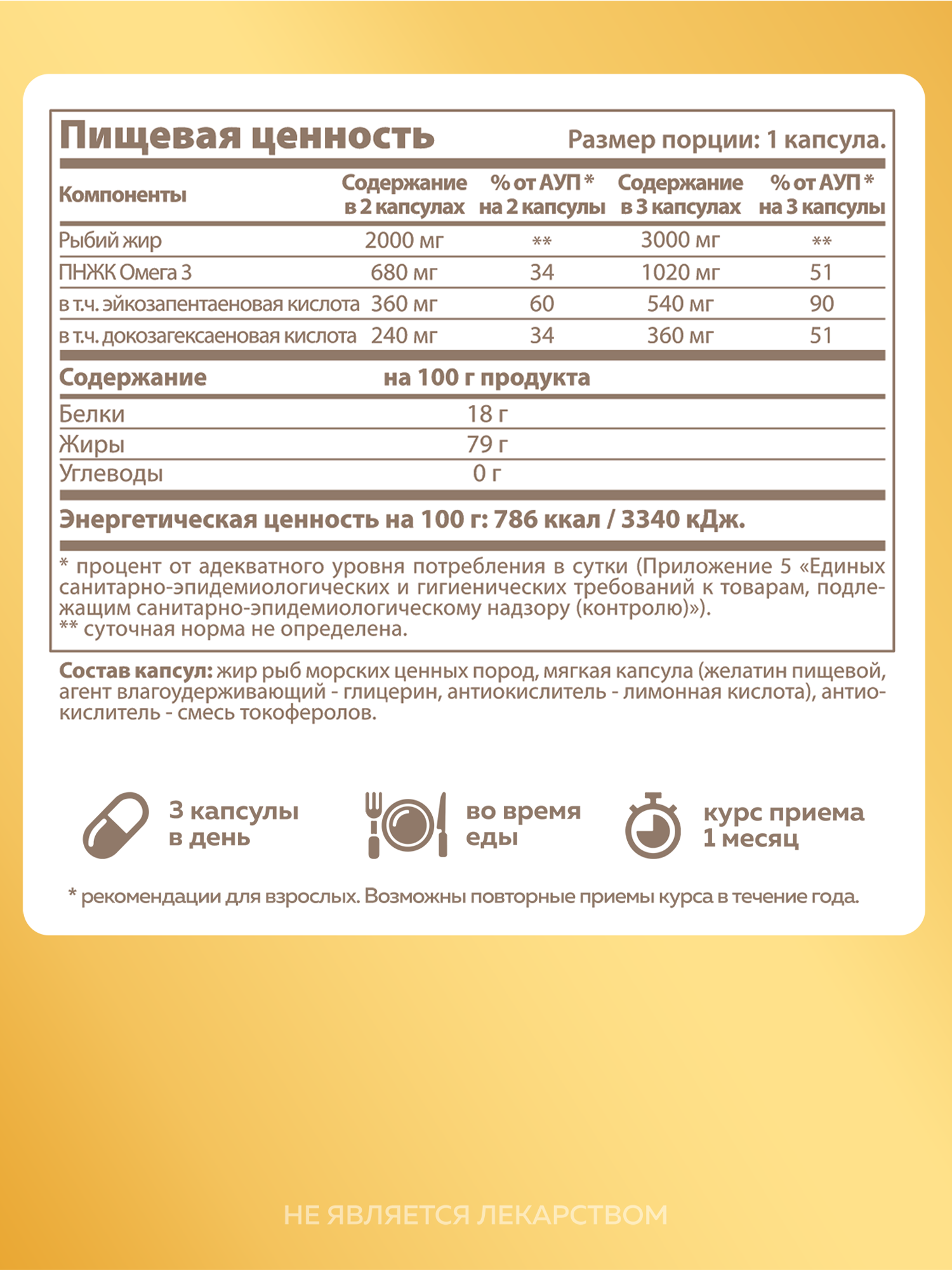 БАД к пище MISHIDO Омега 3 жирные кислоты 90 капсул массой 1360мг - фото 2