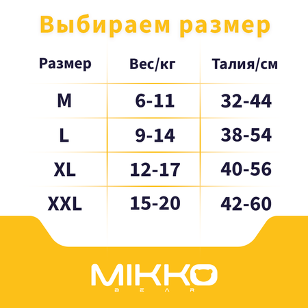 Подгузники Mikko Bear Premium L (9-14 кг) 56 шт.