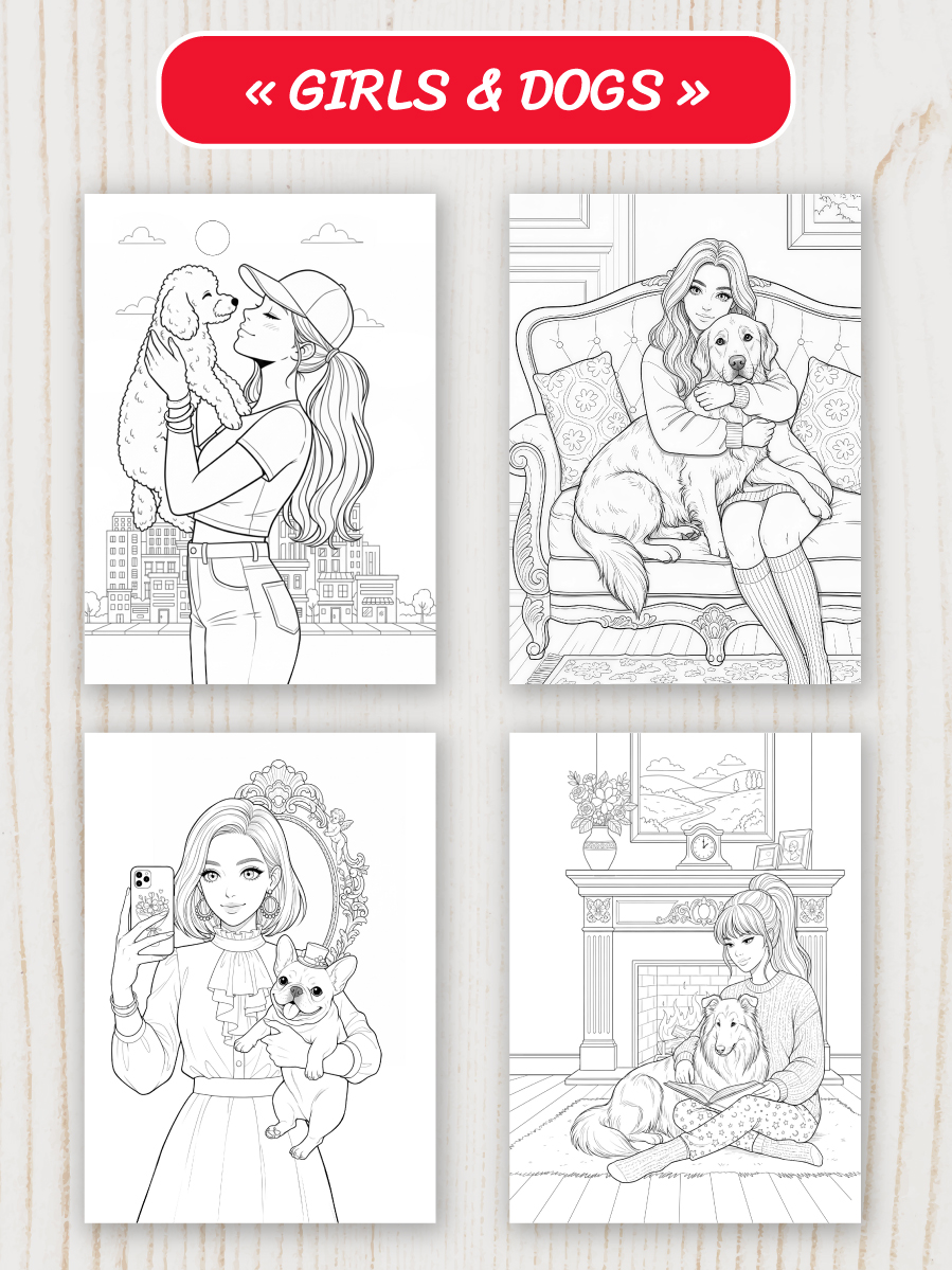 Раскраска-антистресс Проф-Пресс 2 шт Girls&Dogs и Девушка в кокошнике - фото 4