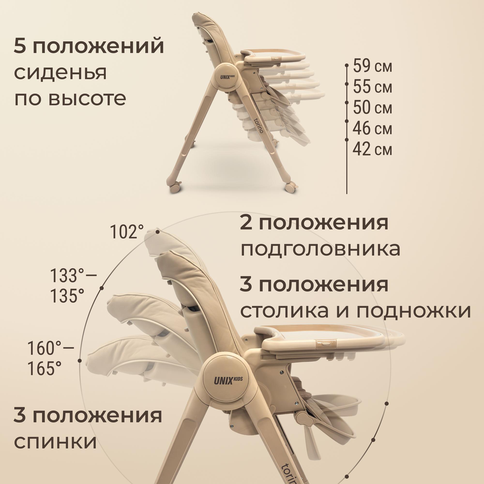 Стульчик для кормления UNIX Kids Torino бежевый - фото 3
