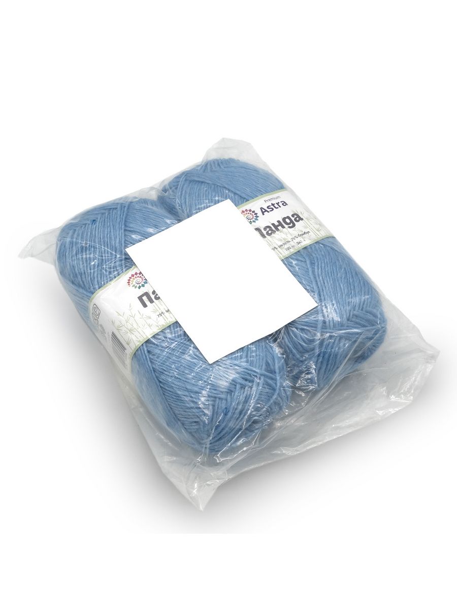 Пряжа Astra Premium Панда Panda шерсть бамбук 100 г 240 м 515 светло - голубой 2 мотка - фото 6