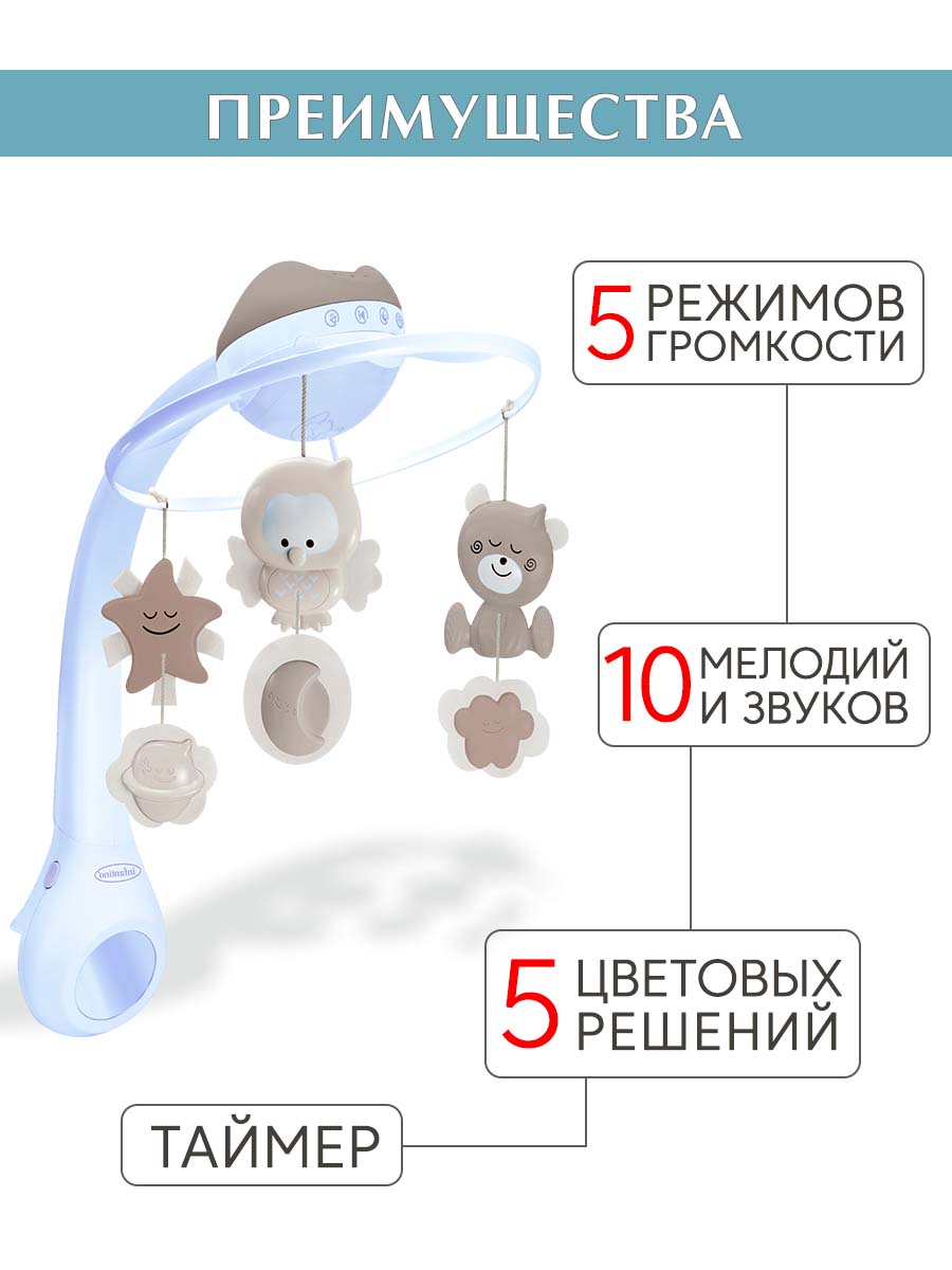 Мобиль INFANTINO Музыкальный 3 в 1 серо-бежевый - фото 11