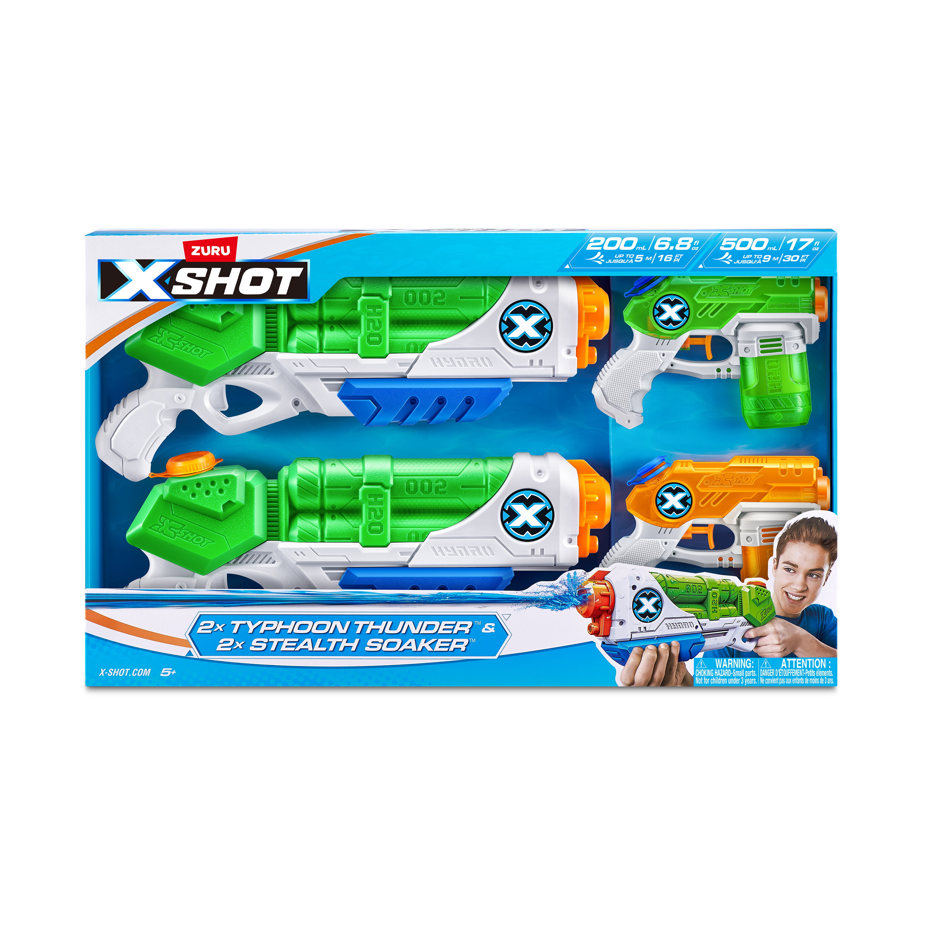 Бластер водный Zuru XSHOT  Water Ворфейс набор из 4 штук - фото 1
