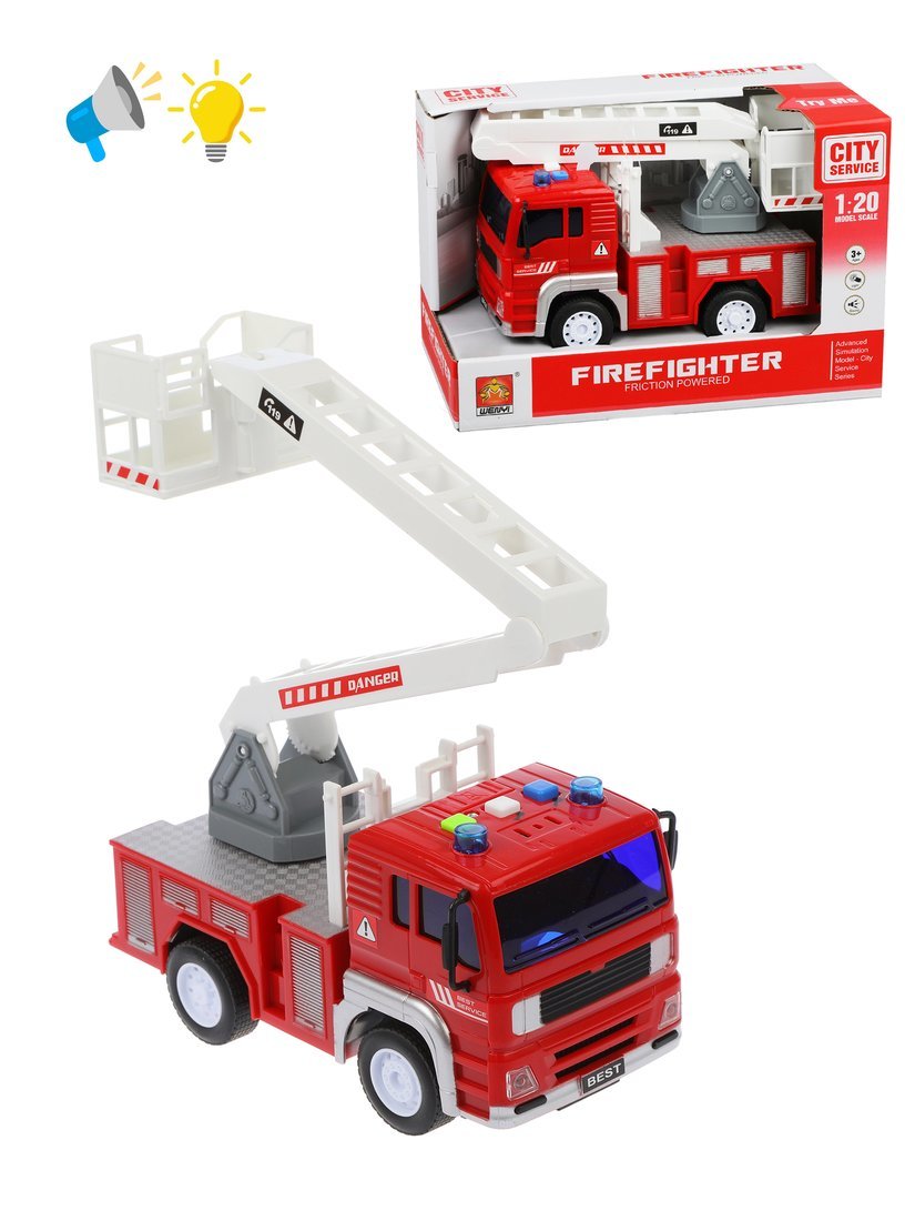 Пожарная машина Наша Игрушка 1:20 красный 642408 - фото 1
