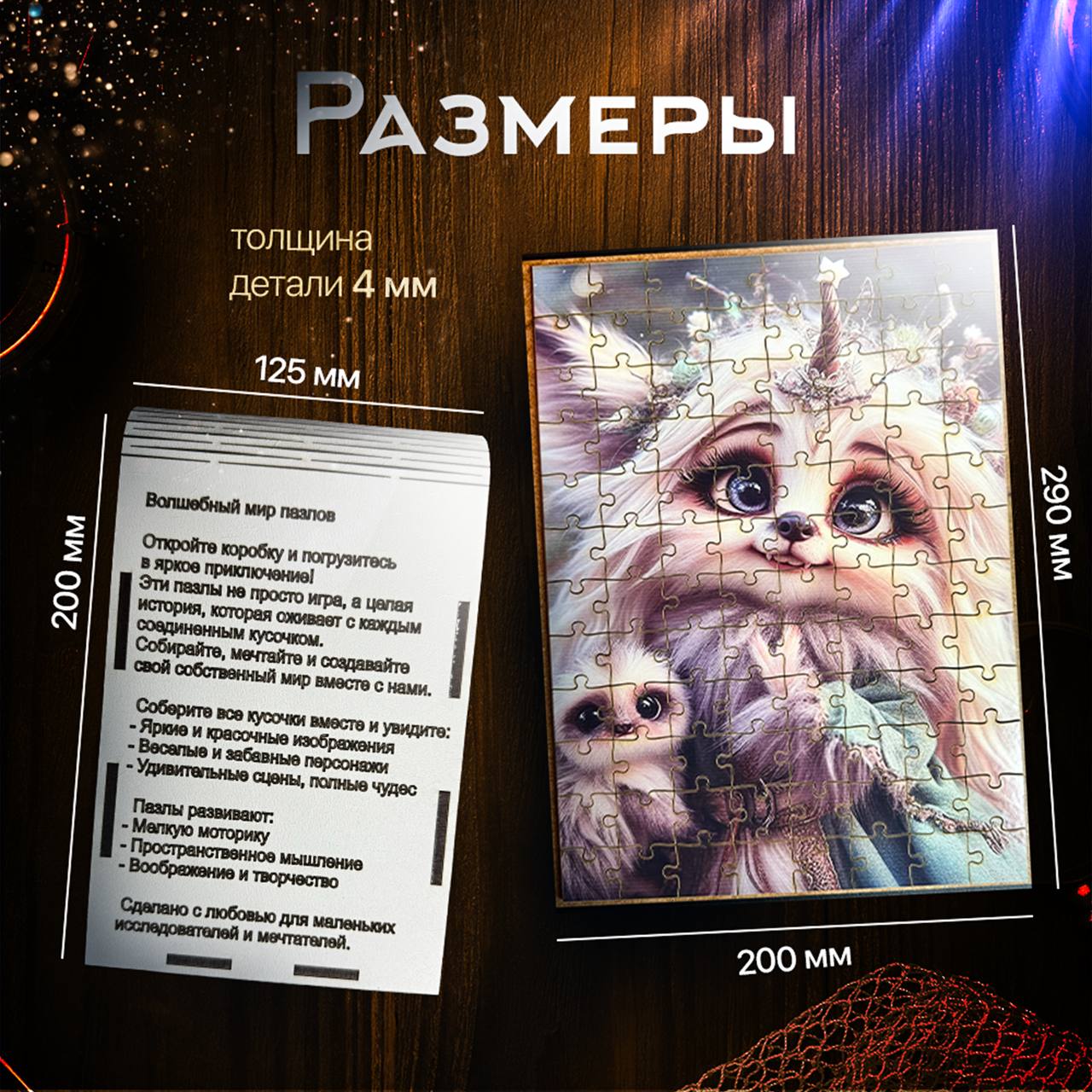 Пазл Eco Magic Puzzles Сказочный Пушистик деревянный - фото 3