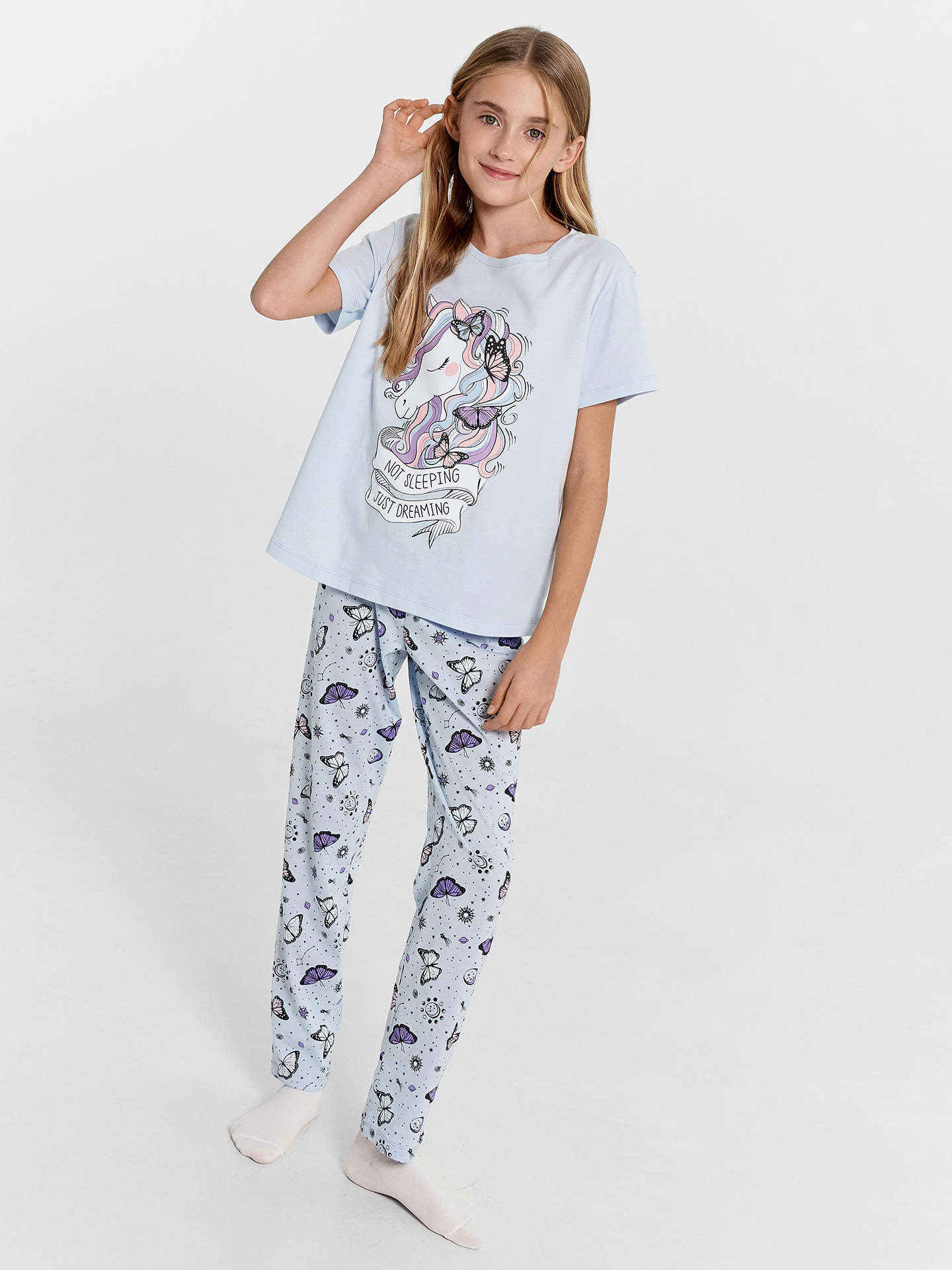 Пижама Mark Formelle (Марк Формэль) 567728/голубой +бабочки на голубом - фото 1