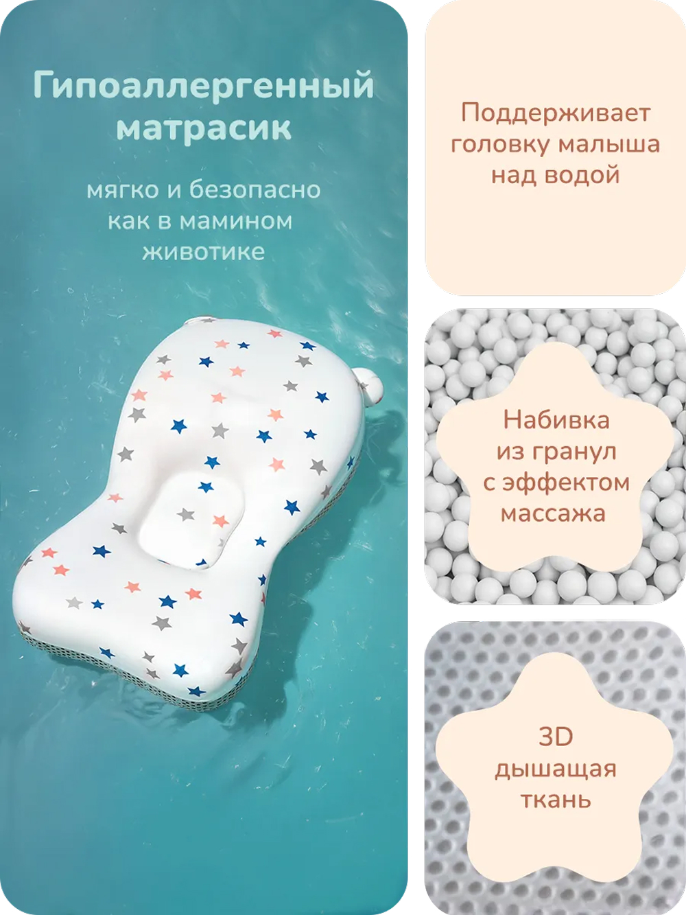 Ванночка для купания новорожденных Play okay складная с матрасиком - фото 5