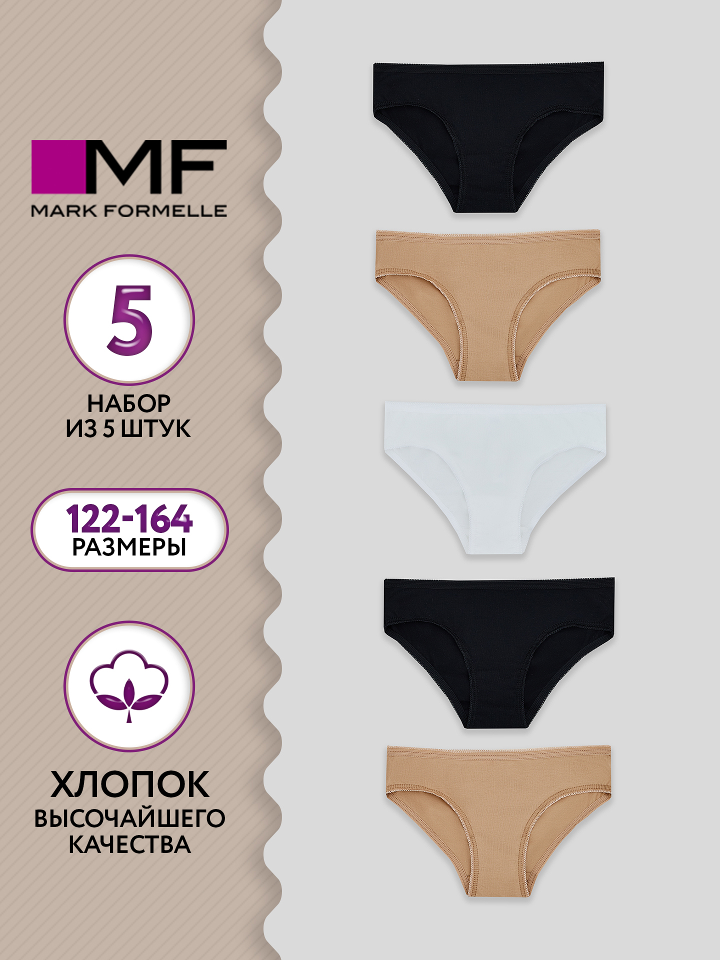 Трусы 5 шт Mark Formelle (Марк Формэль) 417729-5/белый-10 - фото 2