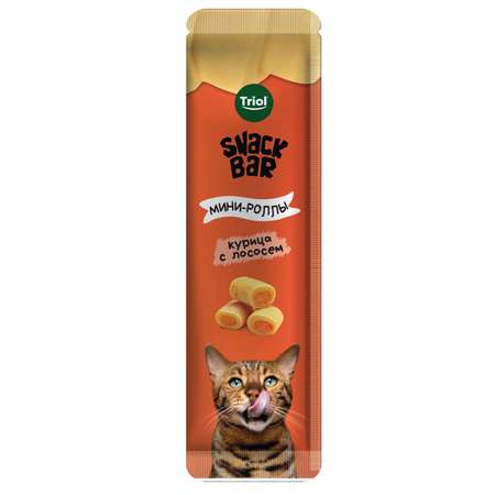Лакомство для кошек Triol Snack Bar 40г мини-роллы с начинкой из курицы с лососем