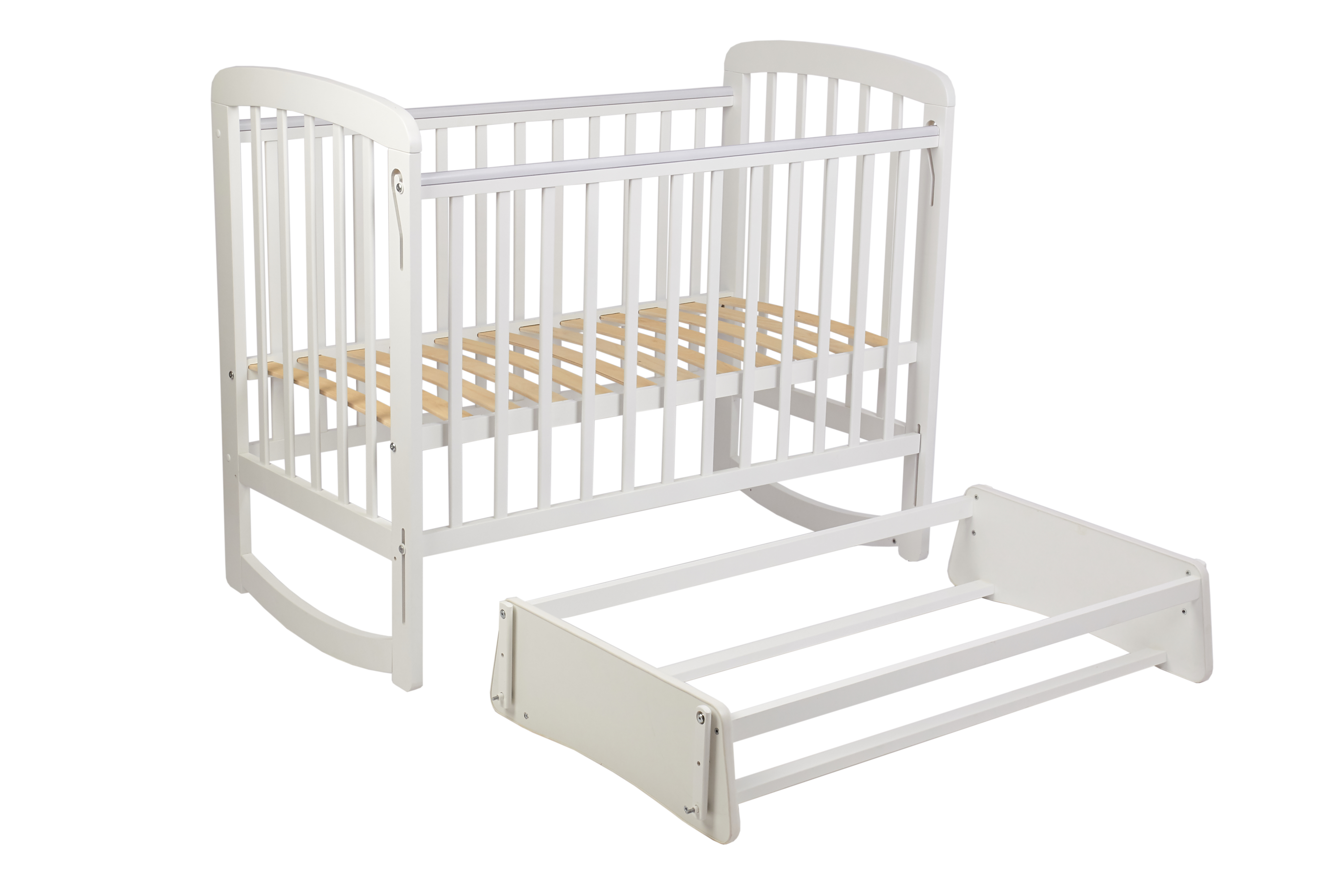 Детская кроватка Polini kids прямоугольная, поперечный маятник (белый) - фото 2