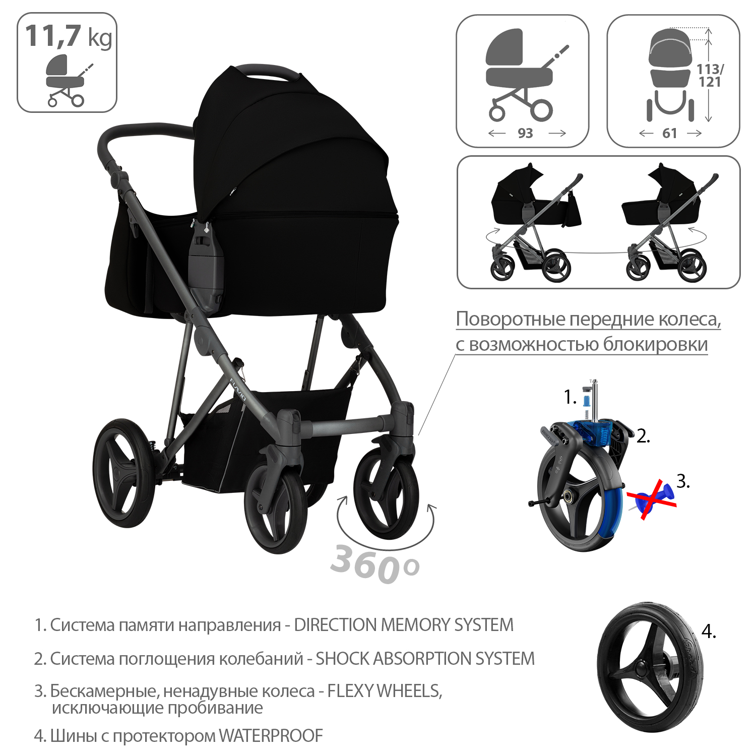 Коляска 2 в 1 Bebetto Flavio - фото 4