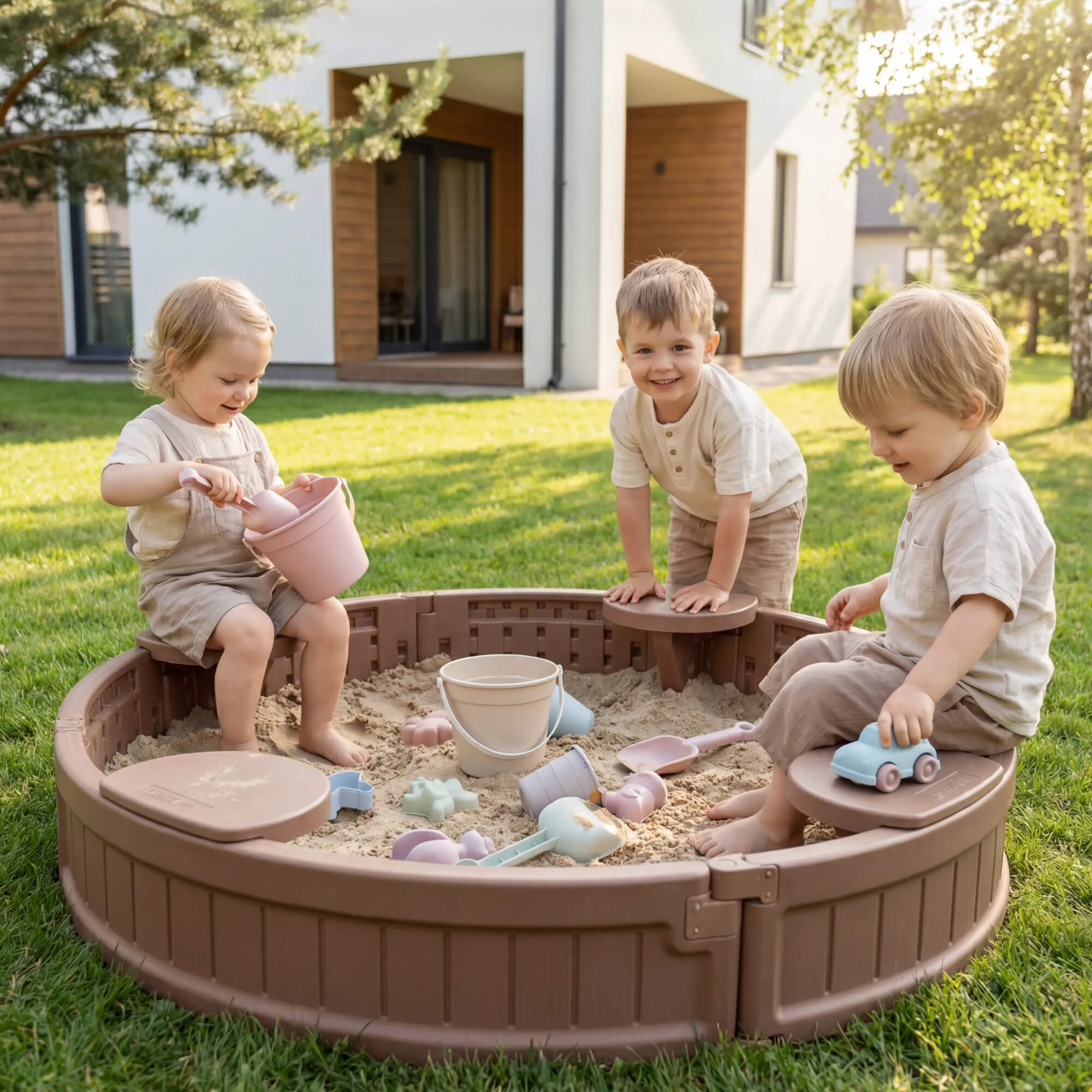 Песочница детская круглая UNIX Kids 120 см пластиковая - фото 18