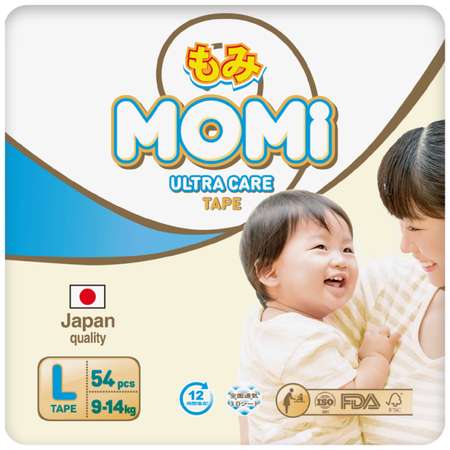 Подгузники Momi Ultra Care L (9-14 кг) 54 шт.