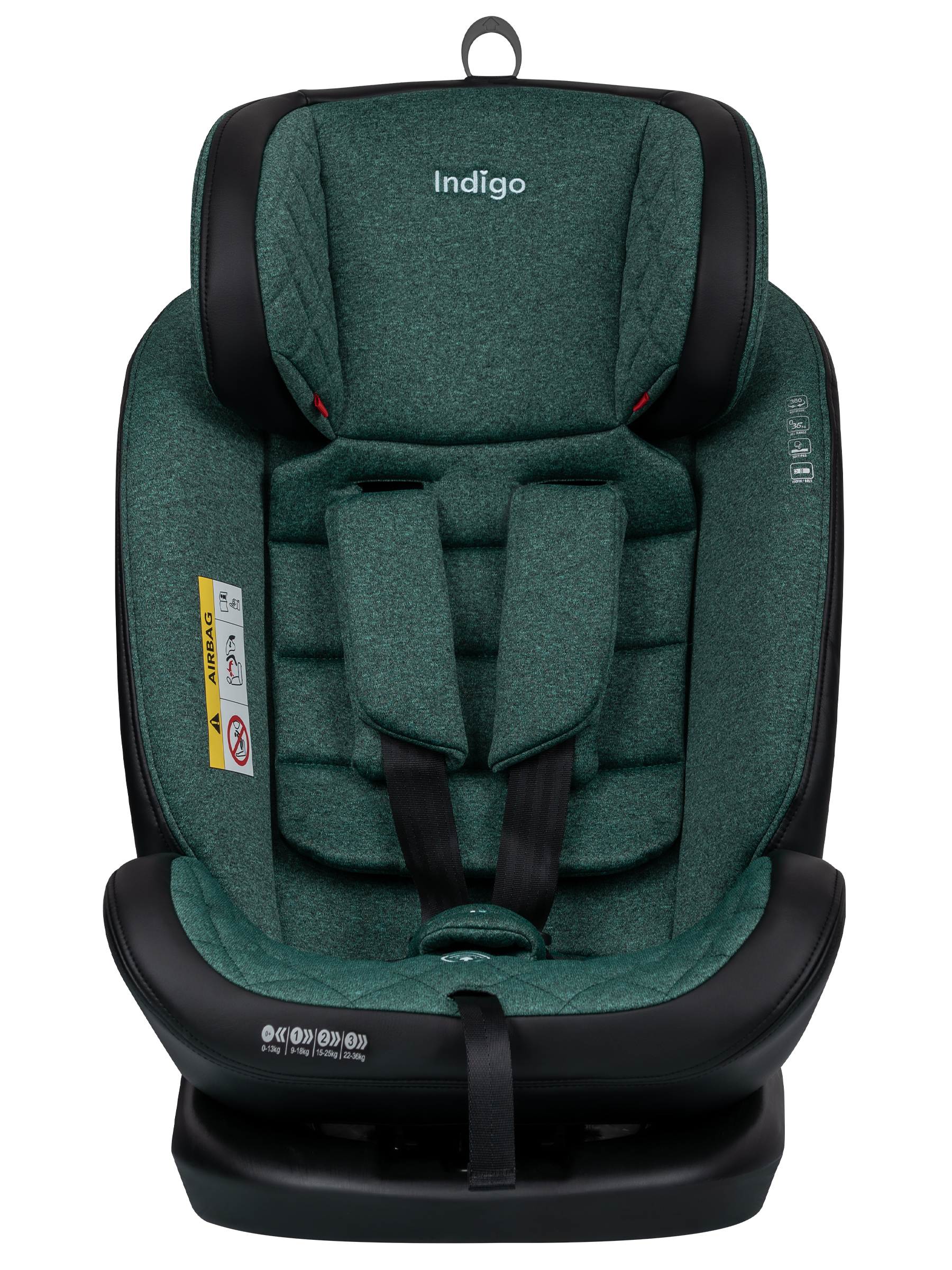 Автокресло Indigo Aero, зеленый Isofix 0+/1/2/3 (0-36 кг) - фото 4