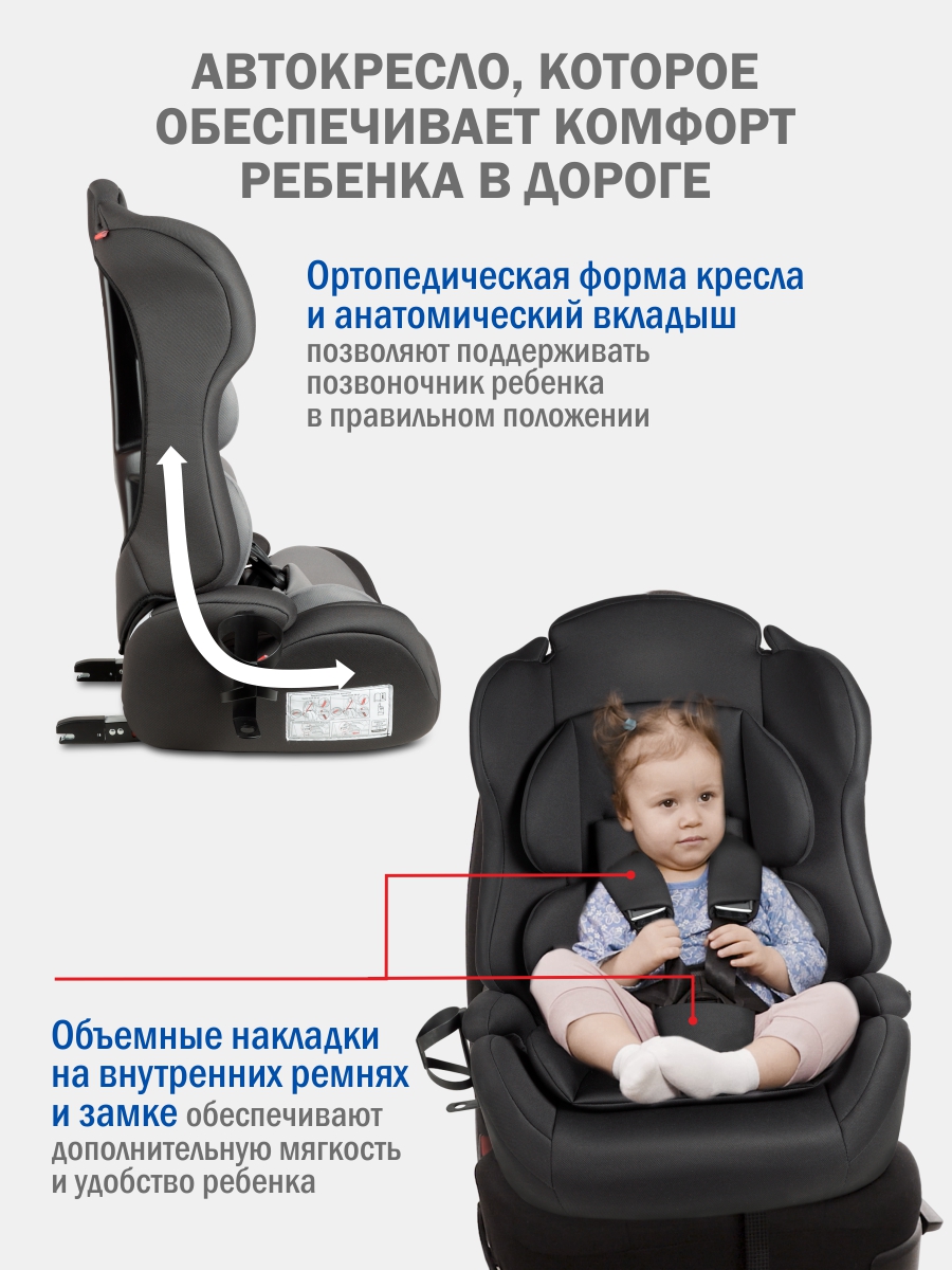 Автокресло SIGER НЕКСТ ISOFIX Isofix 1/2/3 (9-36 кг) серый - фото 5