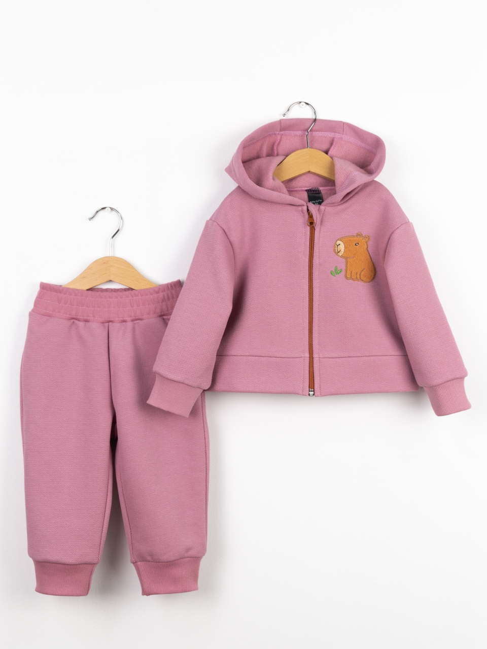 Костюм Baby boom КД573/3-Ф пике аппликация капибара сух.роза - фото 1