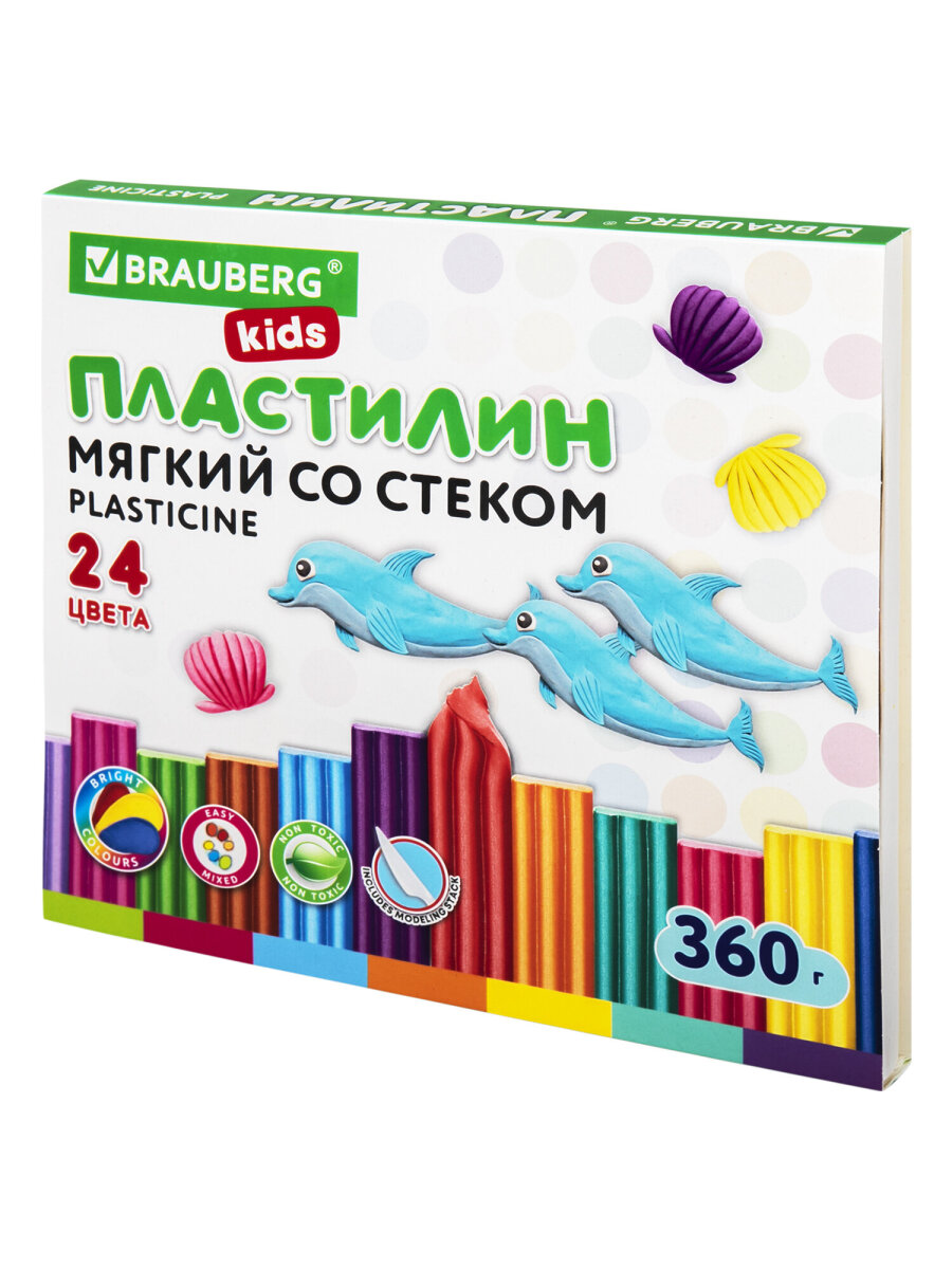 Пластилин Brauberg восковой 24 цв. - фото 4