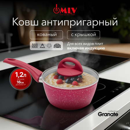 Ковш для индукционной плиты с крышкой Moulin Villa Granate 1,2 литра
