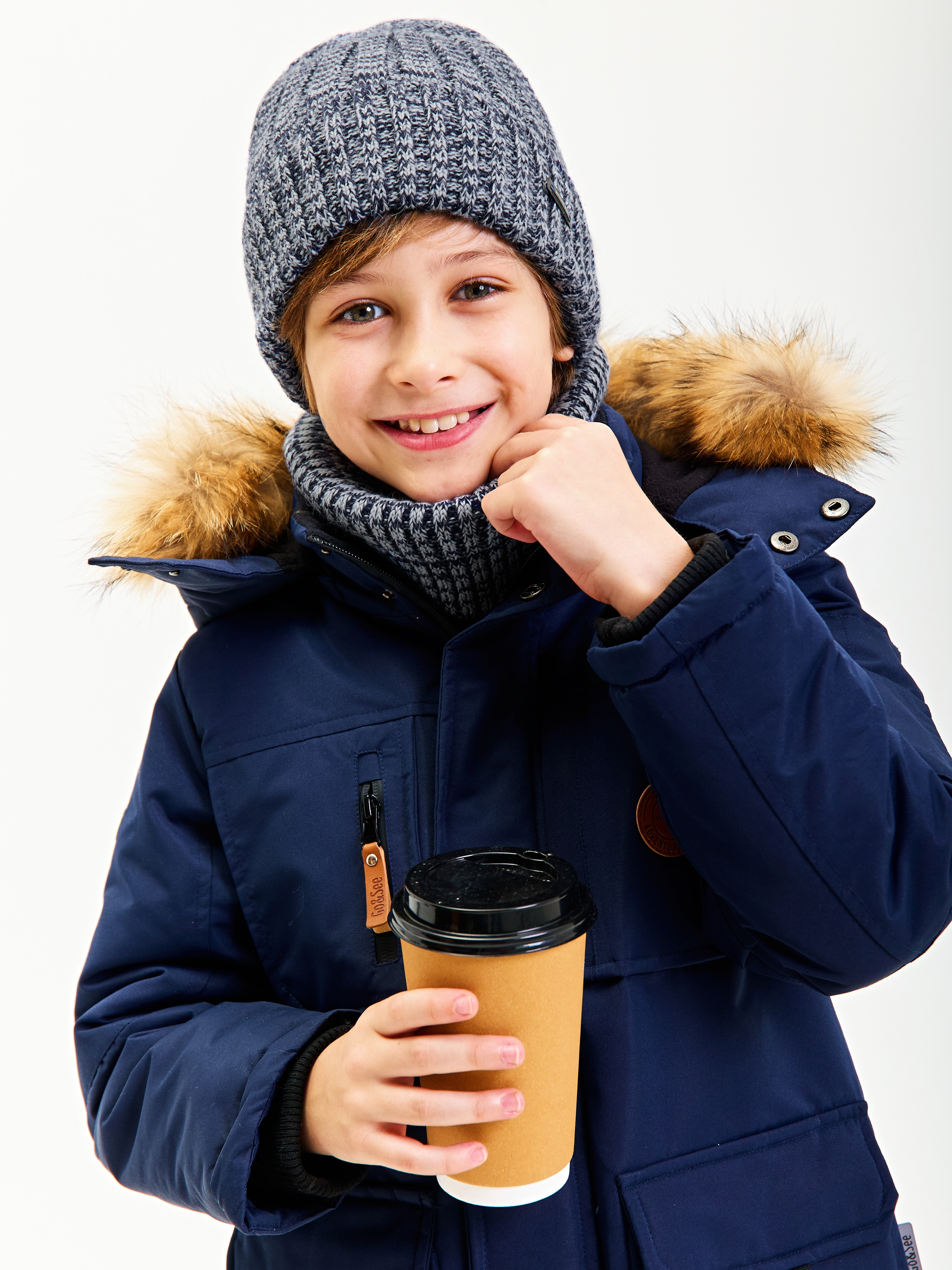 Шапка и снуд KUBRIO KU-H-107-WIN-BICOLOR-Dblue-grey - фото 6