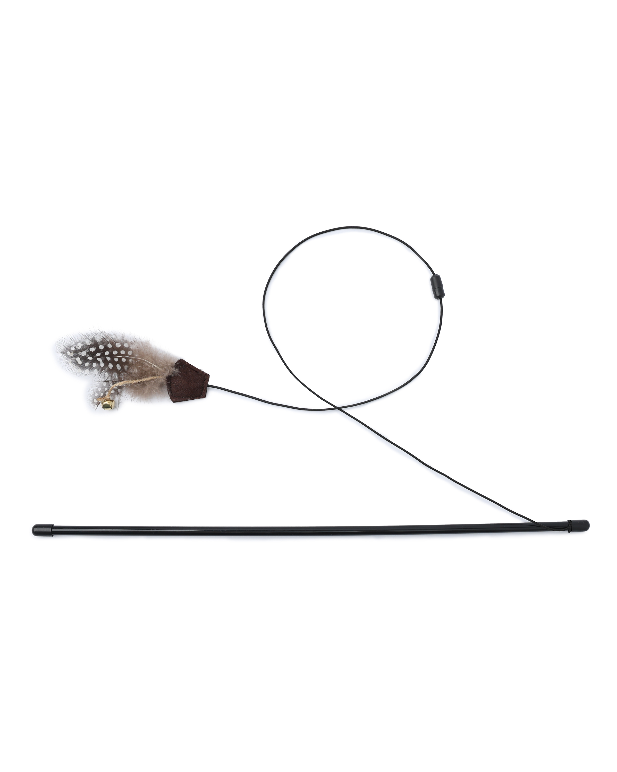 Игрушка для кошек Barbaks Дразнилка с пятиугольником и натуральными перьями в горох - фото 3