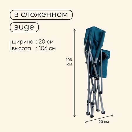 Кресло Maclay туристическое с подстаканником р. 64 х 42 х 93 см цвет циан