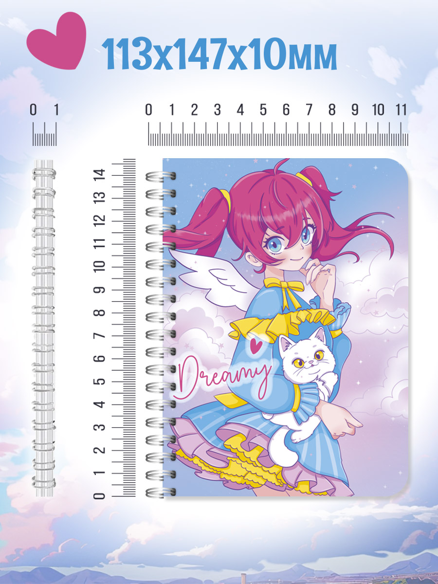 Блокнот Проф-Пресс в клетку А6 на гребне. Dreamy 48 лист. - фото 5