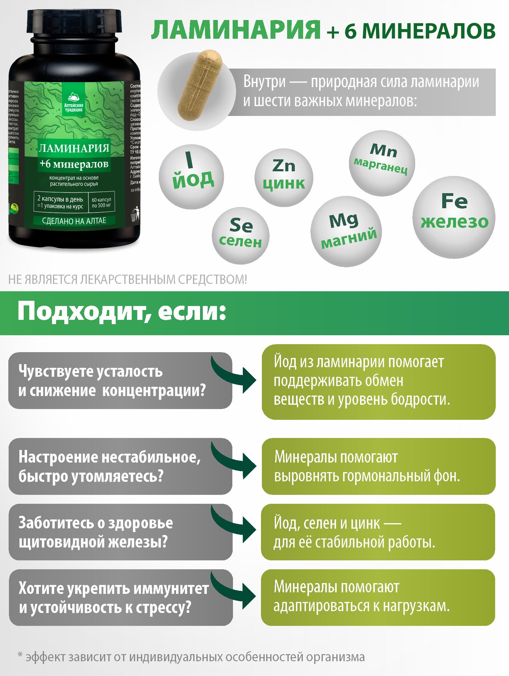 Концентрат пищевой Алтайские традиции Ламинария 60 капсул - фото 3