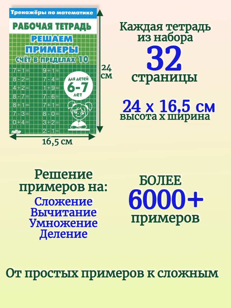Тренажер по математике Литур Решаем примеры Набор 6 тетрадей - фото 2