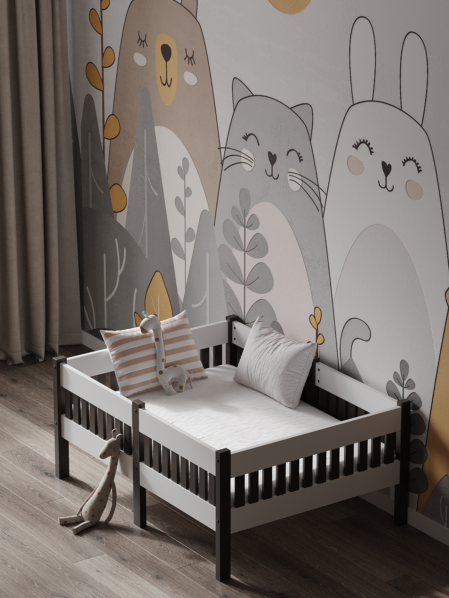 Кровать односпальная Moms charm Бортики (белый, венге) - фото 10