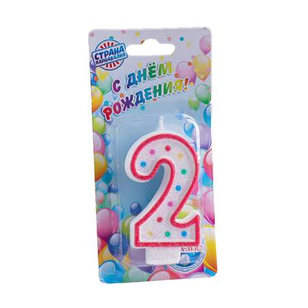 Свеча для торта Страна карнавалия Цифра 2 832096