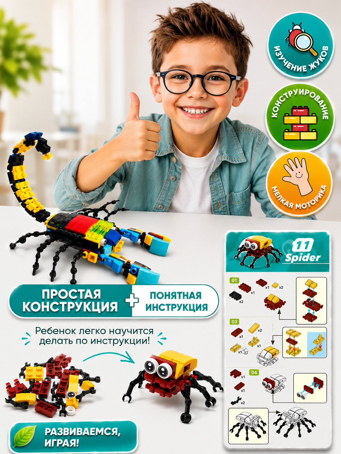 Конструктор LampStory "Мир жучков" 300 дет. - фото 4