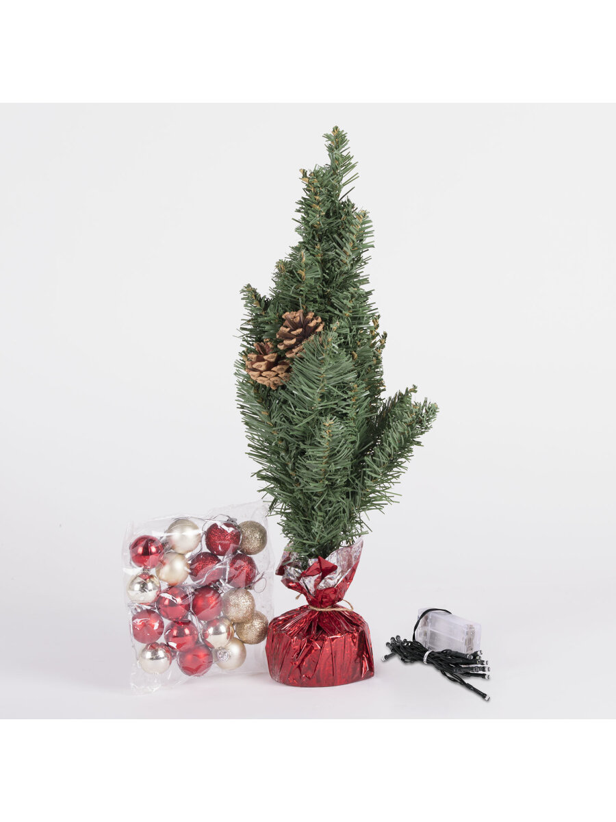 Новогодняя елка Золотая сказка искусственная декоративная 50 см зеленая с гирляндой и игрушками - фото 8