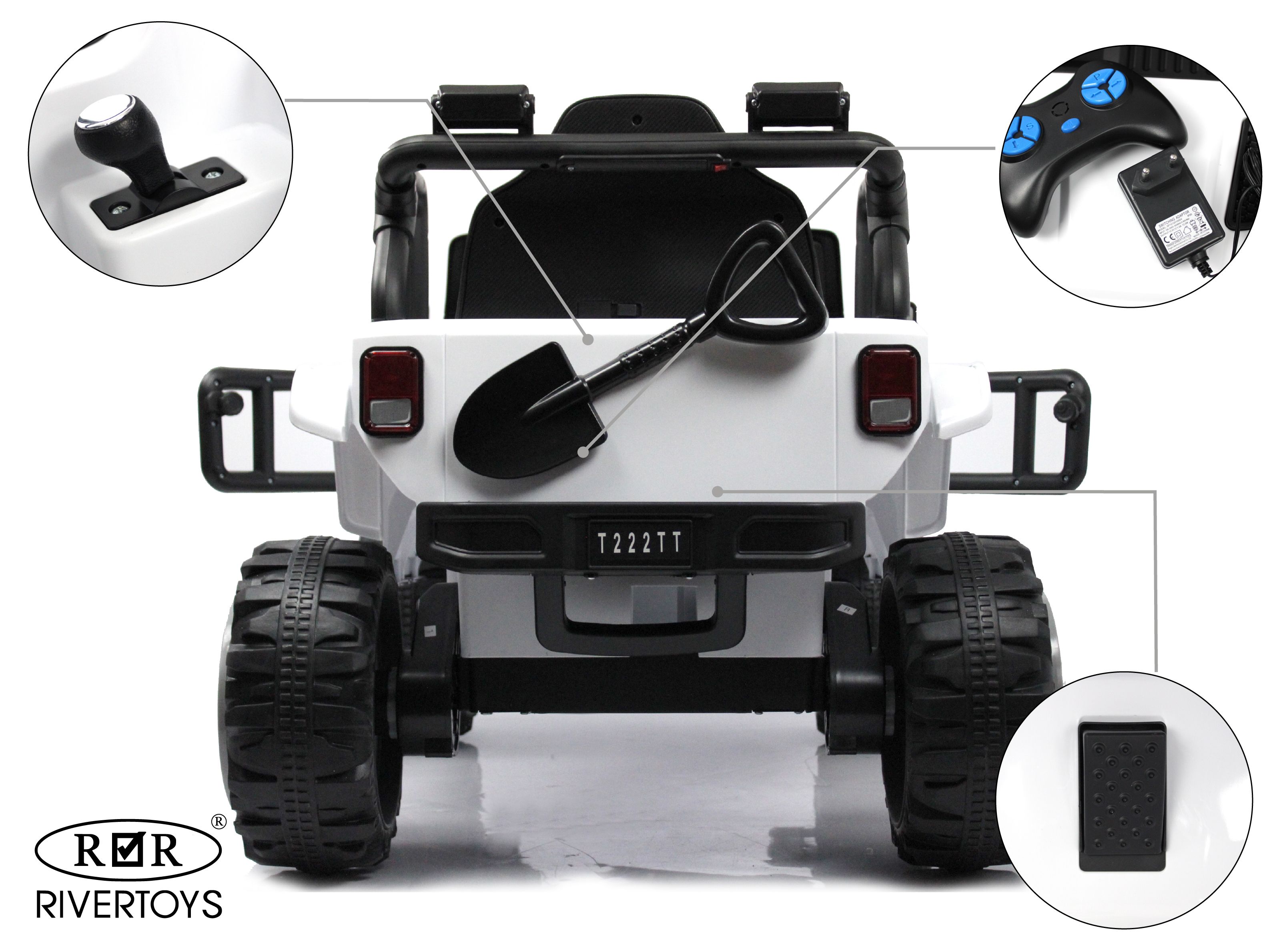 Электромобиль RIVERTOYS T222TT-4WD-WHITE С пультом ДУ - фото 4