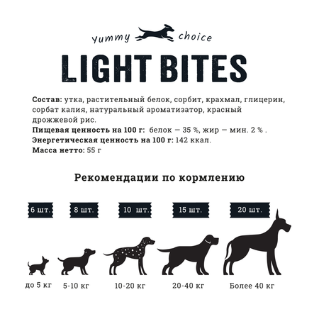 Лакомство для собак LIGHT BITES 55г Утиное филе