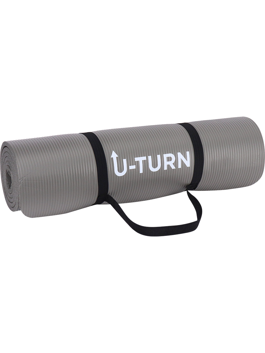Коврик спортивный U-TURN для фитнеса и йоги серый - фото 1