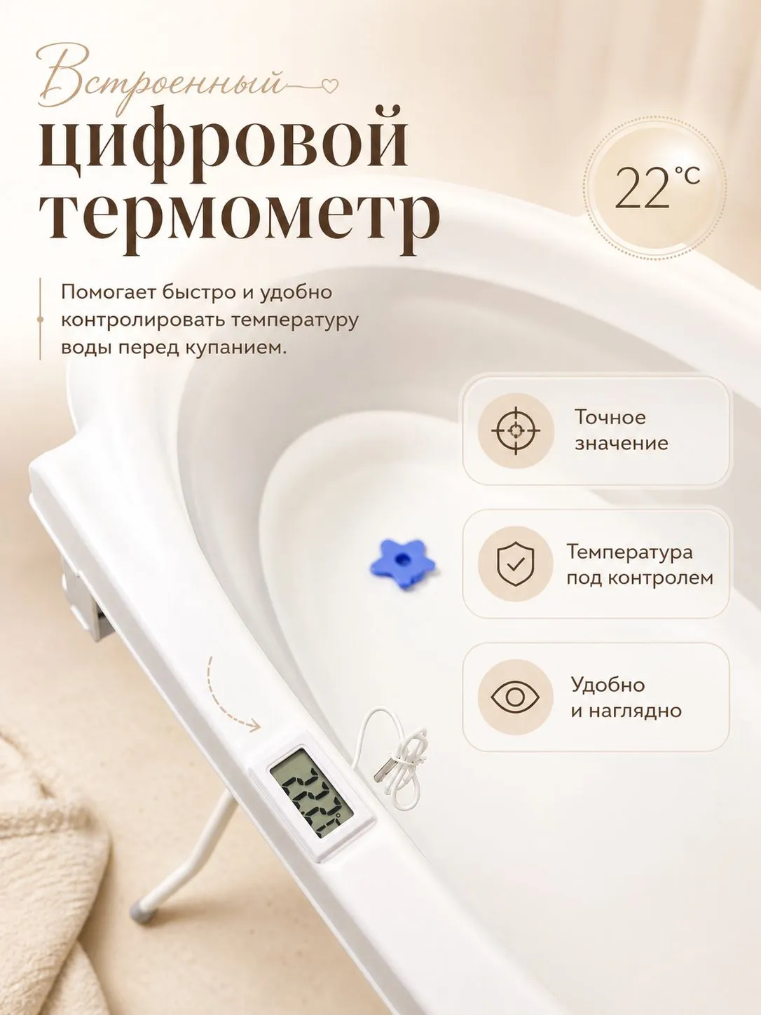 Ванночка, подставка для ванночки NORVE ванночка для купания складная, с матрасиком белый - фото 2