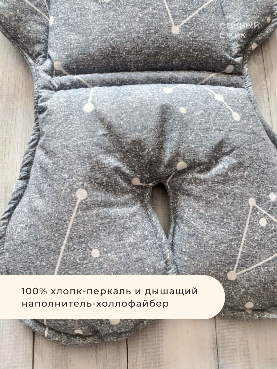 Вкладыш Сонный ежик Матрасик в коляску Светло-серый созвездия - фото 6