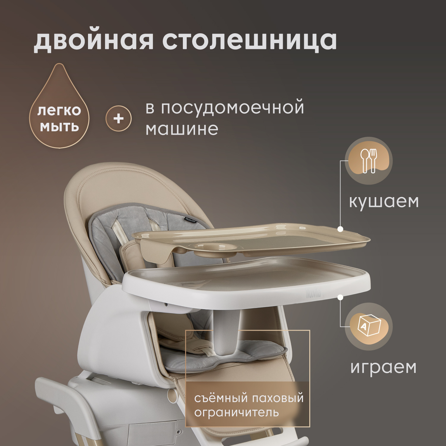 Стульчик для кормления Nuovita Unico Gloria бежевый - фото 6