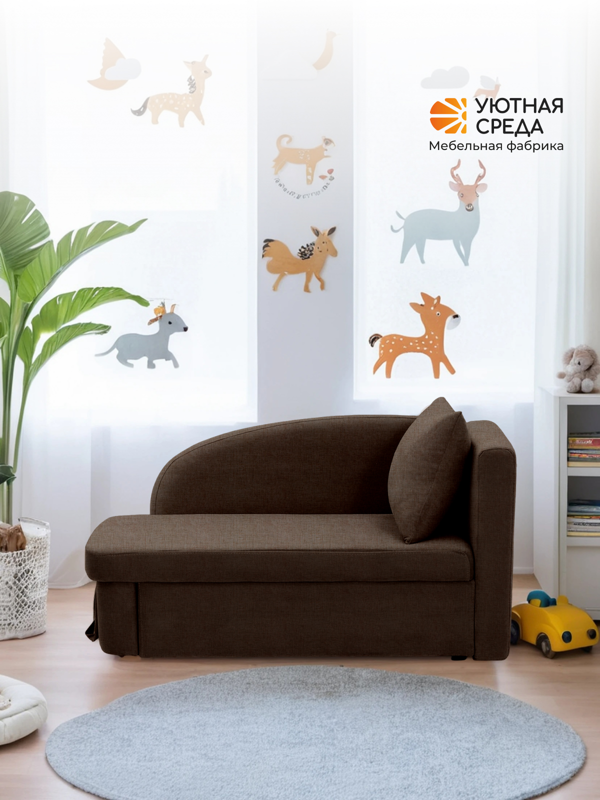 Диван Уютная среда рогожка коричневая правый коричневый - фото 16