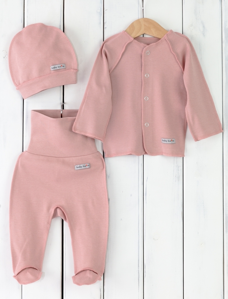 Распашонка и ползунки с шапкой Baby boom КН132/3-И пудра - фото 1