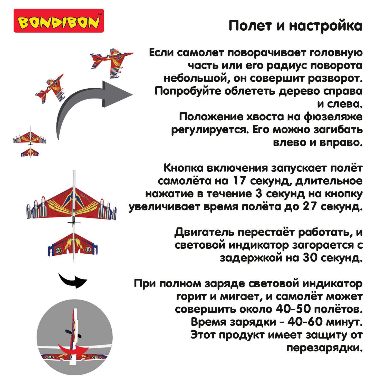 Самолет сборный BONDIBON Истребитель синего цвета с моторчиком и USB-зарядкой - фото 12